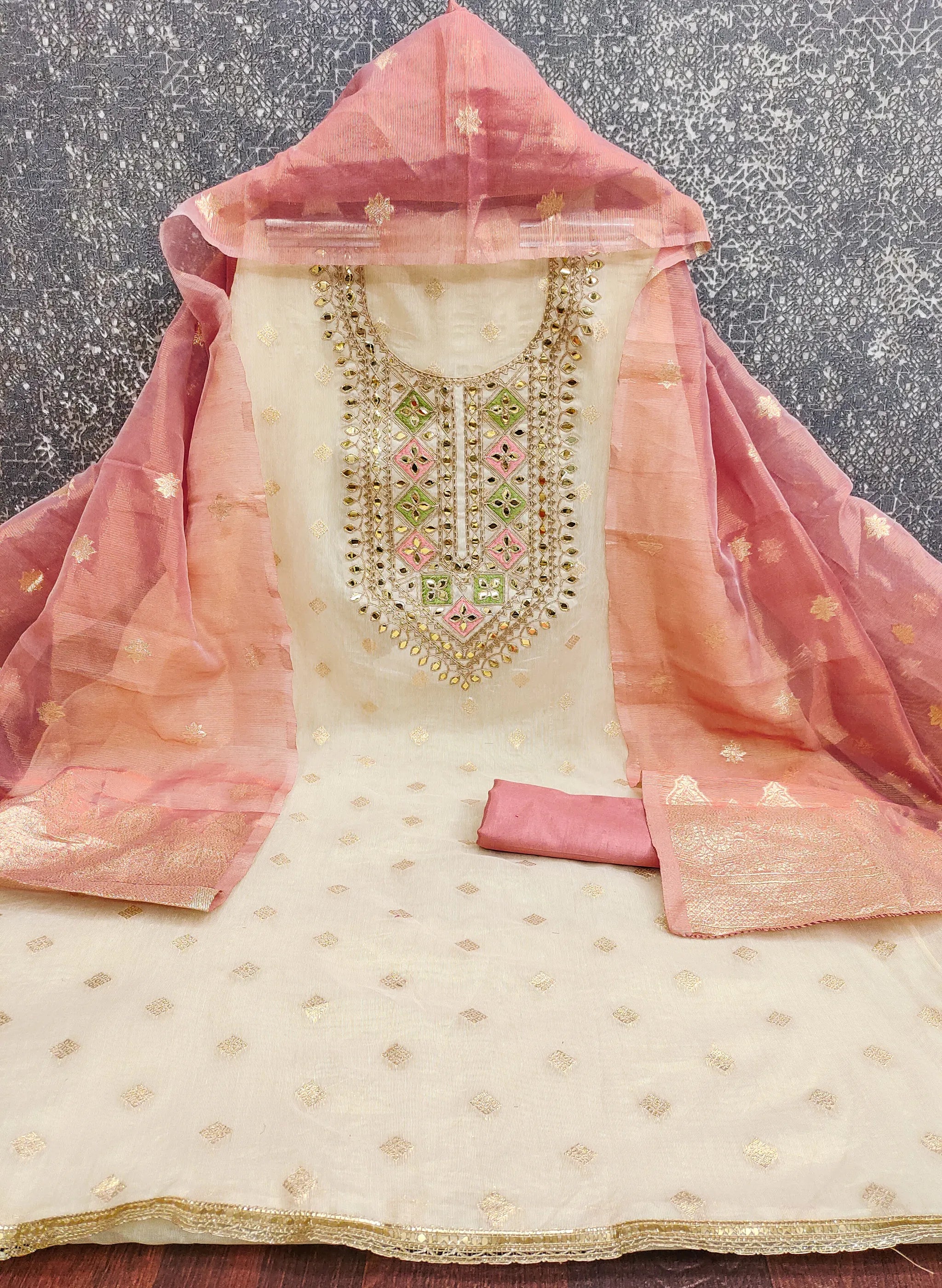 sachin and babi light blue dress Blue And Pink Blue And Pink Jacquard Embroidered Dress Material With Thread  Work Dupatta at Best Price in Surat