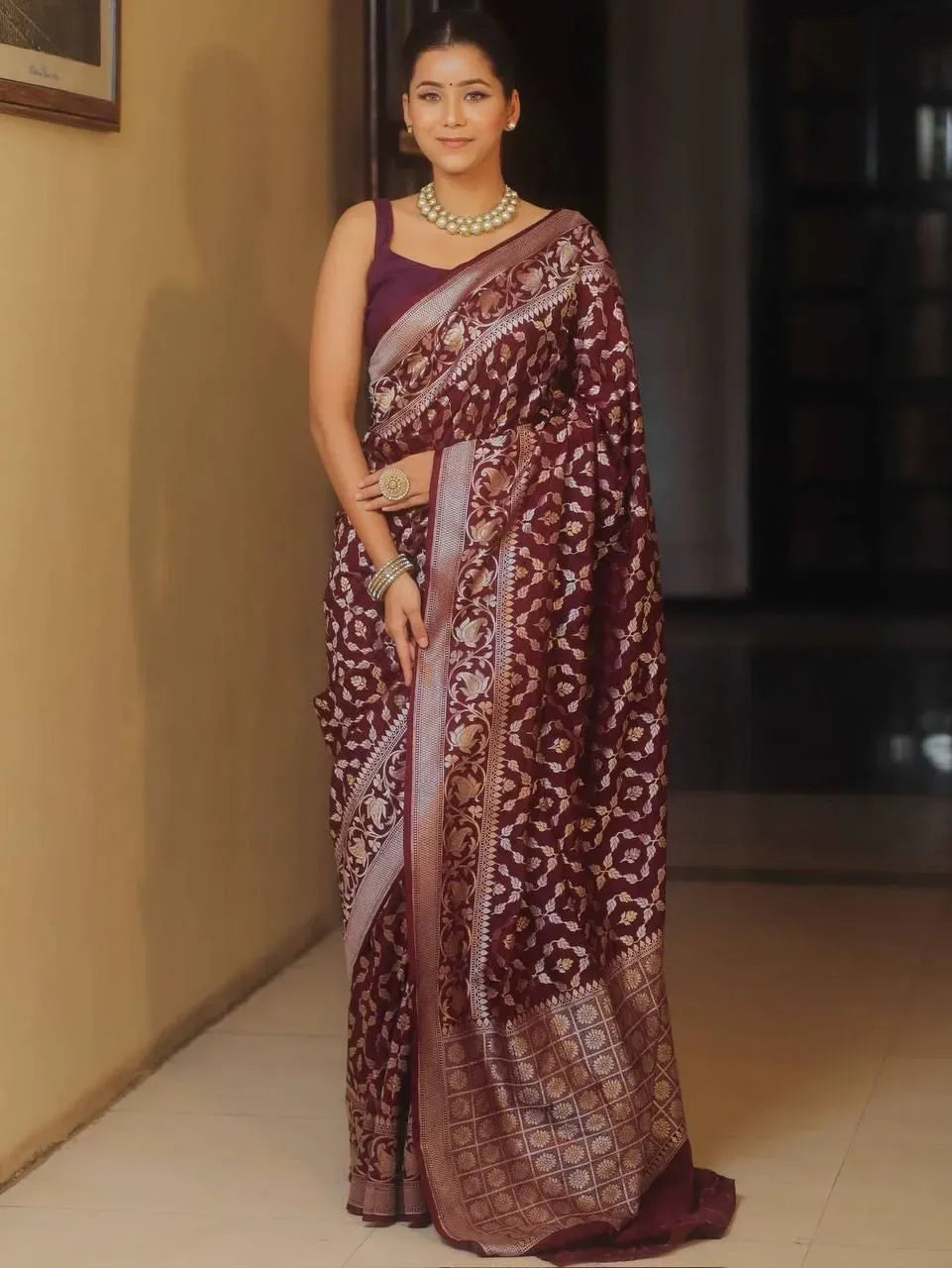 Premium Soft Lichi Silk Saree with Rich Jacquard Work