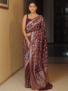 Gorgeous Soft Lichi Silk Saree - Rich Jacquard Work for Festive & Party Wear