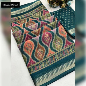 Gorgeous Soft Silk Saree - Zari Floral Print for Festive Wear