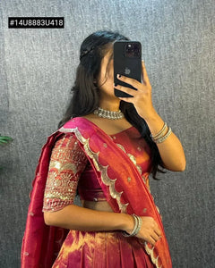 Gorgeous South Tissu Silk Lehenga Choli - Embroidery Sequence Work for Festive Wear