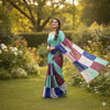Gorgeous Space Silk Saree - Multy Print Handwork Party Wear