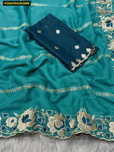 Gorgeous Star Georgette Saree - Exquisite Embroidery for Festive Occasions