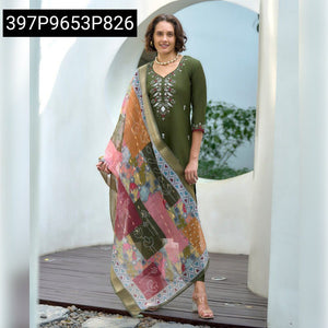 Green Embroidered Calf-Length Kurta Set for Women | Festive & Party Wear