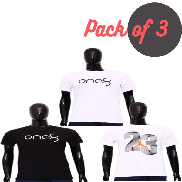 Men's Round Neck Printed T Shirt In Polycotton (Pack of 3) S