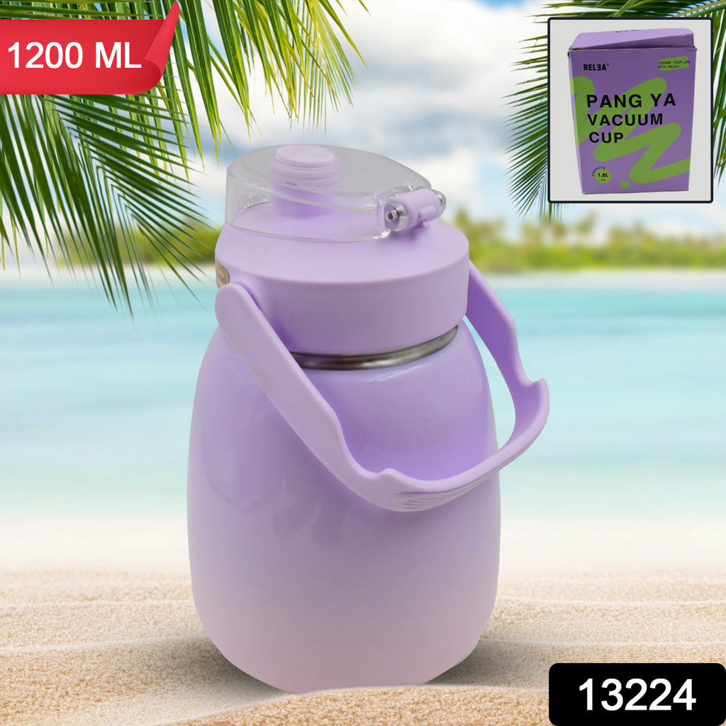 1200ml stainless steel vacuum insulated mug bottle with handle, lid, and straw