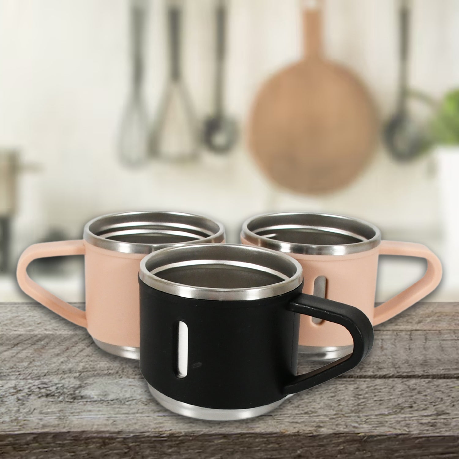 Stainless Steel Vacuum Coffee Tea Cup Tea Mug Hot Insulated Double Wall Stainless Steel Coffee And Milk Cup With Handle Easy To Carry Coffee Cup (3 Pc)