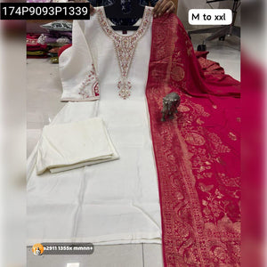 Hand Work Kurti with Pant & Banarasi Dupatta Set | Women's Festive & Special Occasion Wear