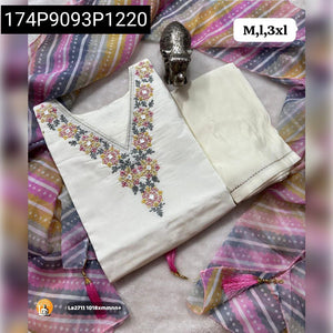 Handcrafted Mashlin Silk Kurti Set with Hand Work Dupatta and Pants - Premium Festive Wear for Women