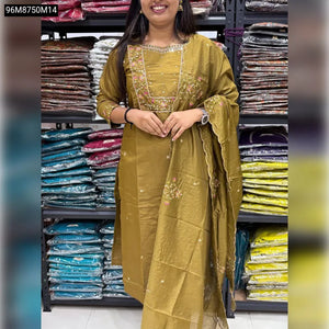 Hand Work Viscose Kurti Pant Dupatta Set for Women | Festive & Brunch Wear