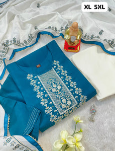 Hand Work Viscose Kurti with Dupatta Pants Set for Women | Brunch & Vacay Ready