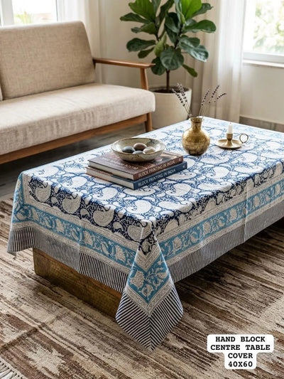 Handcrafted Cotton Center Table Cover 40x60 - Sanganeri Block Print