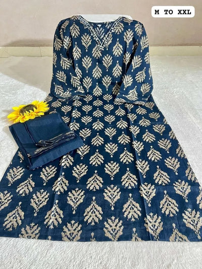 Handcrafted Cotton Handwork Kurti Pant Set - Elegant Straight 2-Piece Set for Women