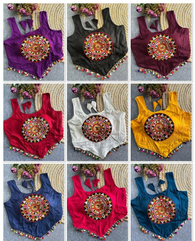 Handcrafted Kutchi Work Mirror Blouse - Premium Rayon Cotton Festive Wear for Women