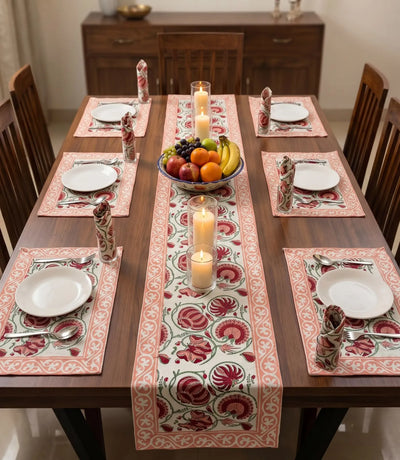 Handcrafted Premium Cotton Table Mat Set - Designer Hand Block Print Dining Decor