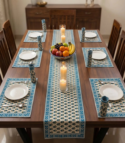 Handcrafted Premium Cotton Table Mat Set - Designer Hand Block Print Dining Decor