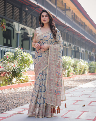 Handloom Cotton Art Print Saree for Women | Festive & Everyday Wear