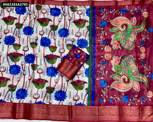 Buy Handloom Tussar Digital Print Saree for Women | Ethnic Elegance Online
