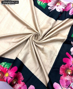 Buy Handloom Tussar Silk Digital Floral Saree for Women | Everyday Elegance Ethnic Wear Online - Beige & Off-white