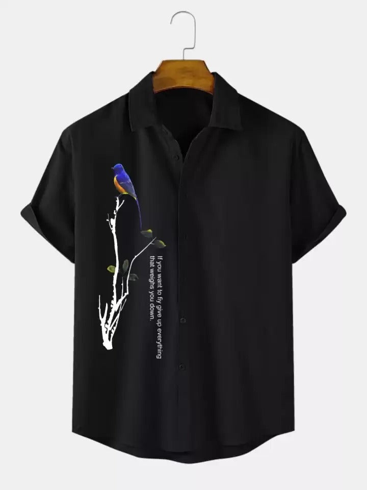 Men's Casual Regular Fit Shirt Black XL