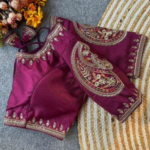 Heavy Embroidered Milan Silk Blouse for Women | Party Wear