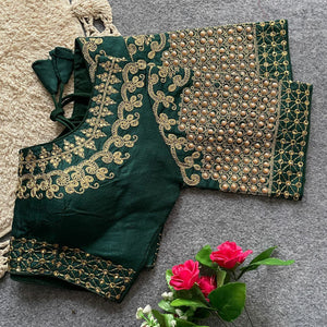 Heavy Embroidered Phantom Silk Blouse for Women | Bridal & Festive