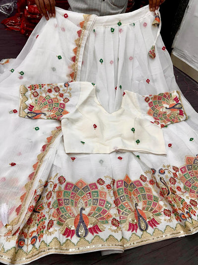 Heavy Embroidered Tissue Silk Lehenga Choli for Women | Festive