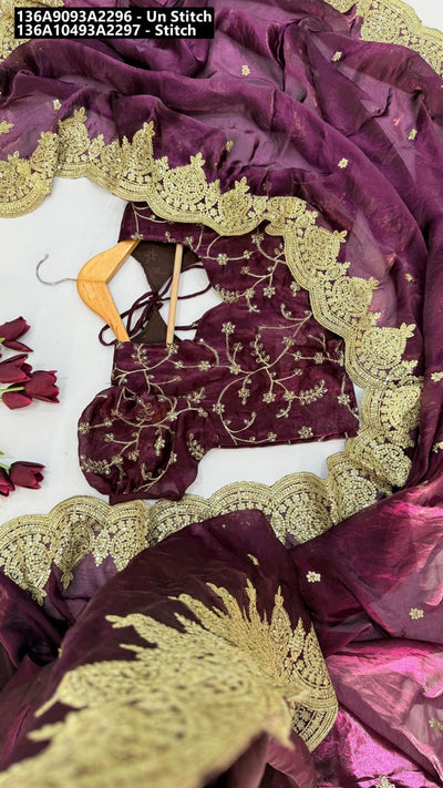 Heavy Fendi Satin Sequin Saree for Women | Buy Exquisite Party & Wedding Ethnic Wear Online