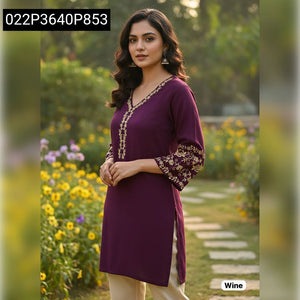 Heavy Rayon Embroidered Women's Short Kurti | Elegant Occasions