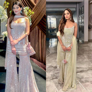 Heavy Soft Net Sequence Palazzo Suit for Women | Festive Wear