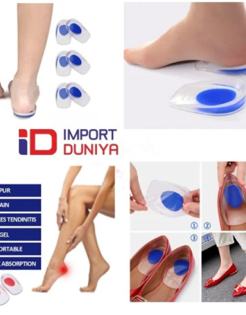 Silicone heel cup insoles for anti-foot pain relief, bone spurs & shock absorption