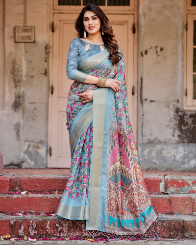 Heritage Digital Print Silk Saree for Women | Wedding & Festive