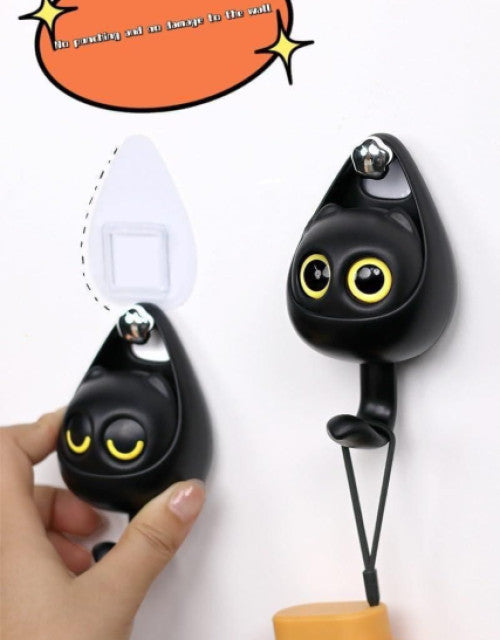 Pack of 2 cute animal wall key hooks (dog & cat) for keys. Self-adhesive hangers.