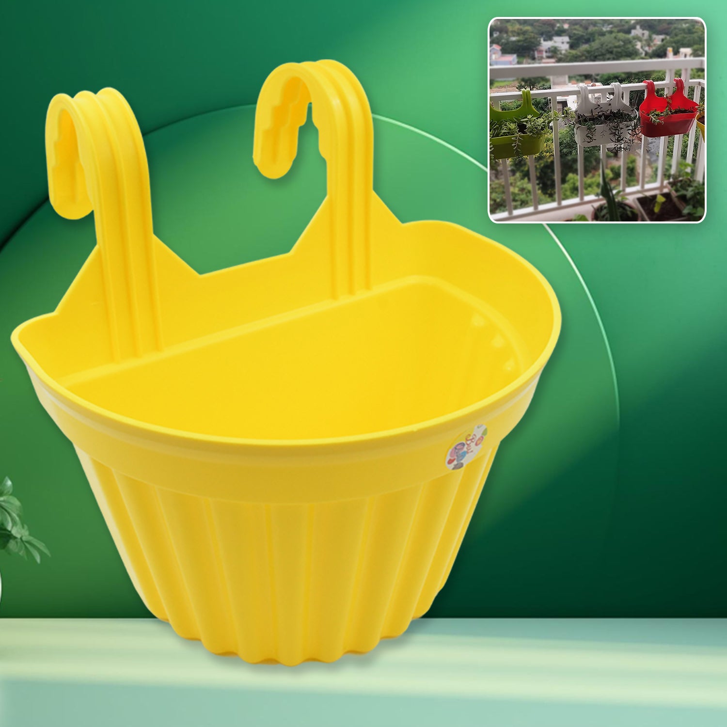 3642 Multicolor Hanging Plastic Planters Orchid Relling For Plantation Planters For Balcony And Home Gardening Indoor Outdoor (1 Pc )