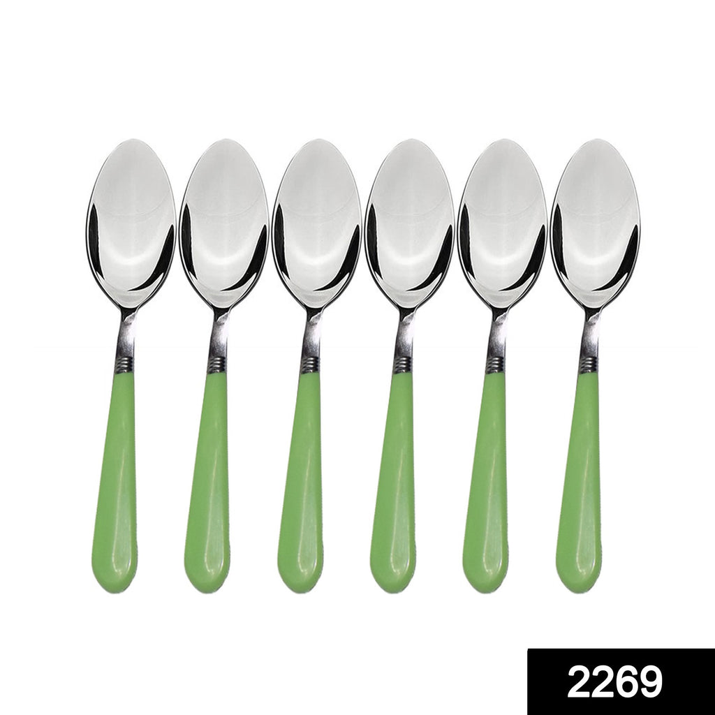 6-piece stainless steel dining spoon set with comfortable grip
