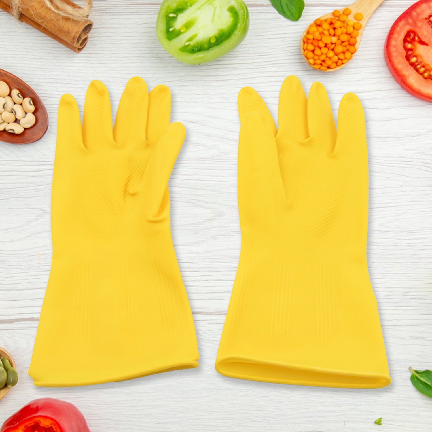 0681 Multipurpose High Grade Rubber Reusable Cleaning Gloves Reusable Rubber Hand Gloves I Latex Safety Gloves I For Washing I Cleaning Kitchen I Gardening I Sanitation I Wet And Dry Use Gloves (1 Pair 98 Gm) - TREND BUY