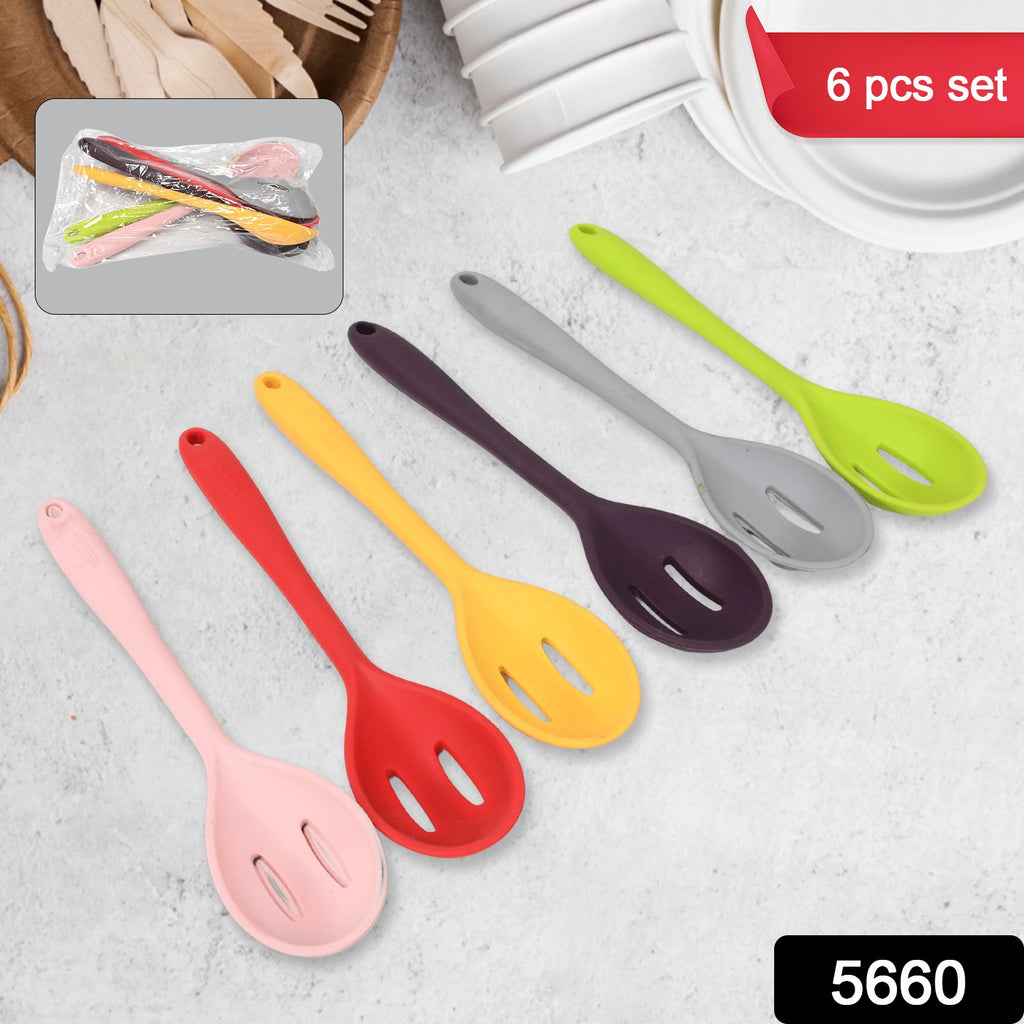 6-piece Multipurpose Silicone Spoon Set for Cooking & Baking, Non-stick Heat-resistant Kitchen Utensils