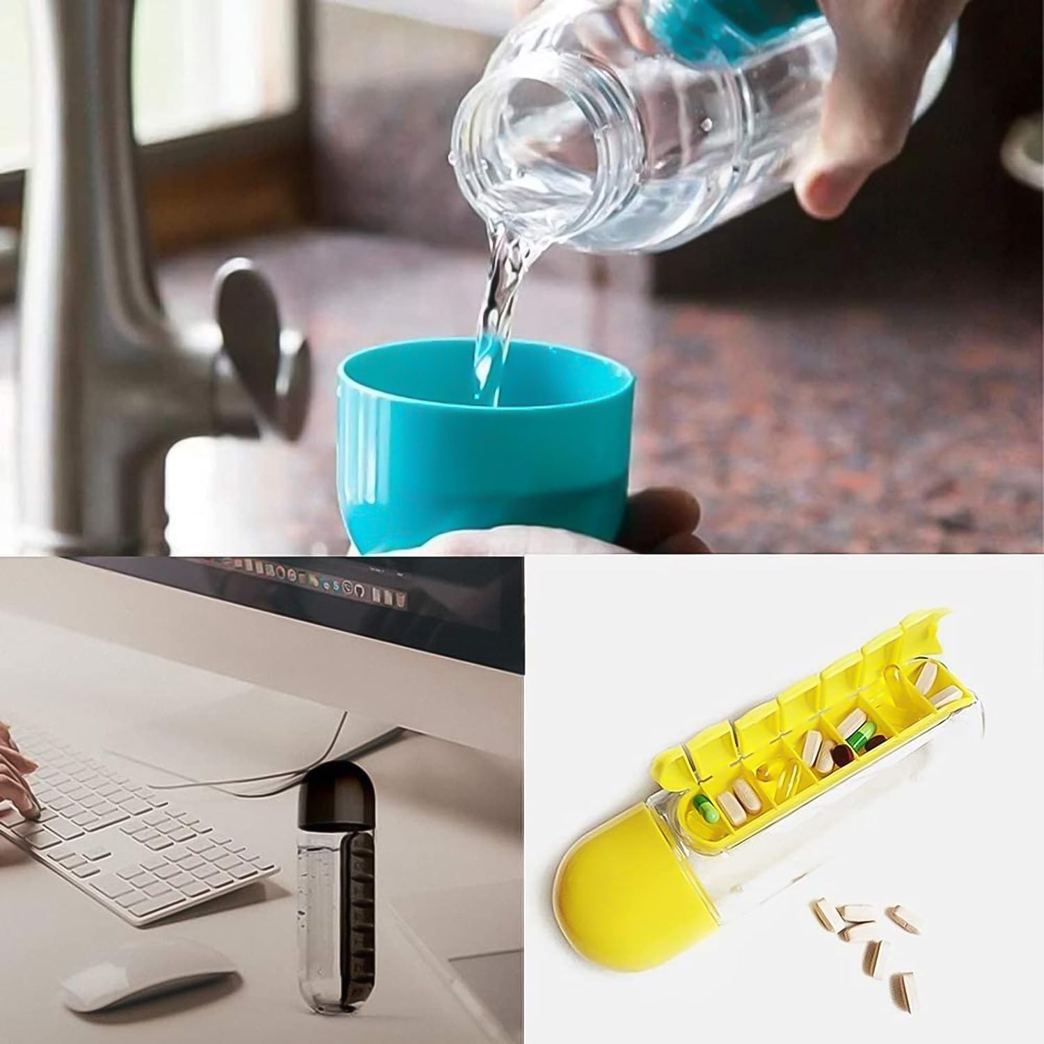 12911 Pill Vitamin Bottle Water Bottle Multi Functional Use For Traveling Outdoor Use Water Bottle Travelling Kit Summer Special Bottle (600 Ml Mix Color )