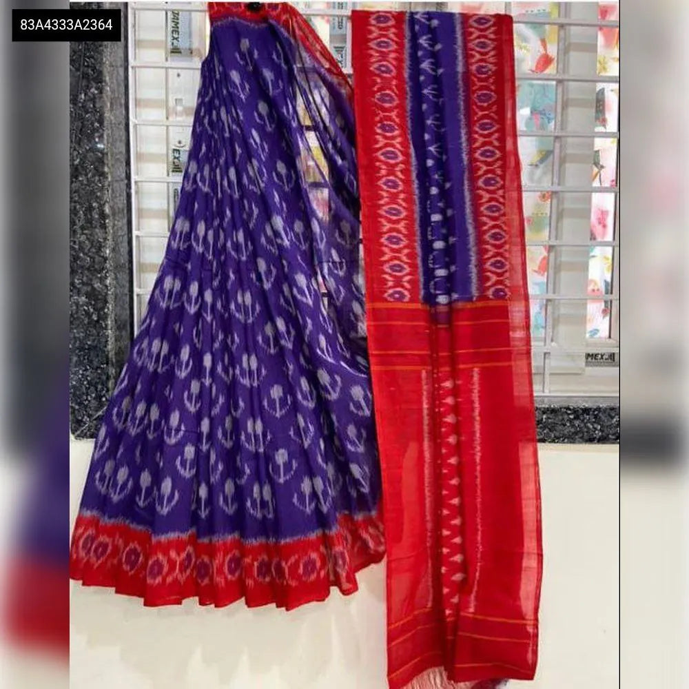 Premium Ikat Digital Print Linen Saree for Women