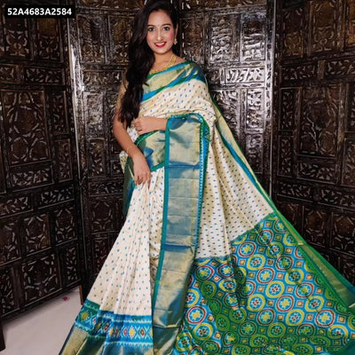 Premium Ikkat Digital Printed Soft Silk Saree for Women - Elegant Festive and Party Wear Handloom Silk Saree with Contrast Blouse