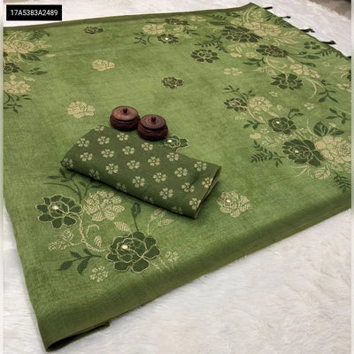 TRENDBUY Ikkat Print Cotton Slub Saree for Women | Premium Ethnic Wear for Festive & Casual Occasions | Rust, Teal, Green, Grey