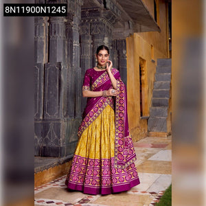 Ikkat Print Tasar Silk Lehenga Choli for Women | Festive & Wedding Wear