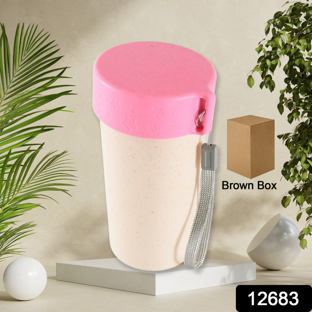 Wheat straw travel coffee cup with lid for portable coffee and tea.