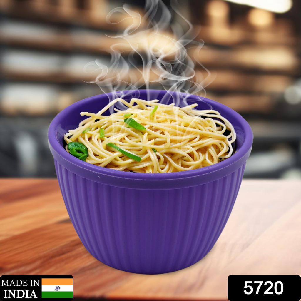 Red plastic round noodle & Maggie soup bowl with lid for cereals, snacks. Microwave & dishwasher safe.
