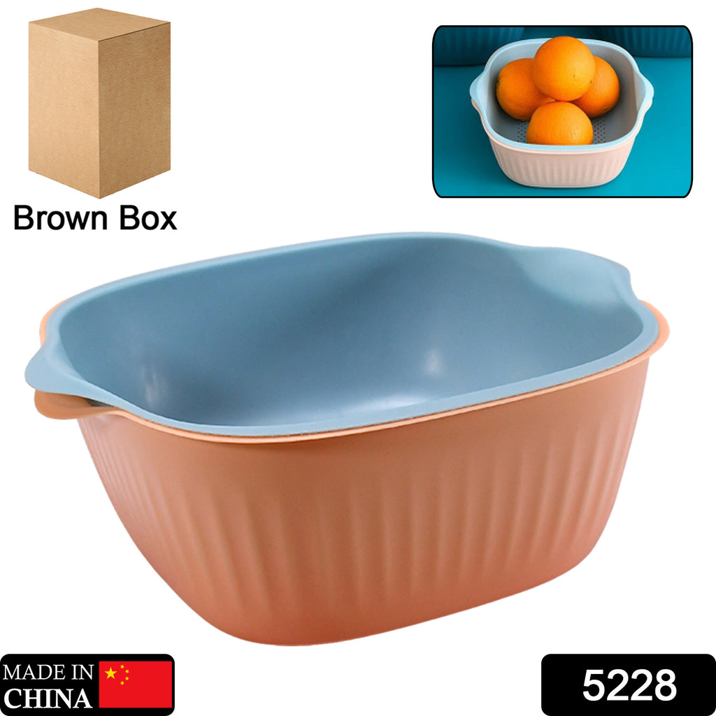Nested plastic washing bowl and strainer drainer basket set for kitchen