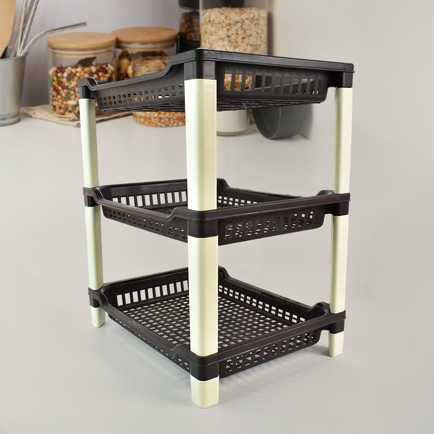 Apex Big Multi Use 3-tier Plastic Storage Rack for Home & Office Organization