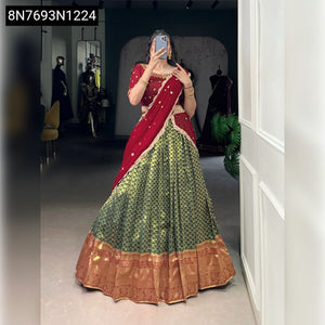 Jacquard Silk Lehenga Zari Weave & Sequin Embroidered for Women | Festive & Wedding Wear