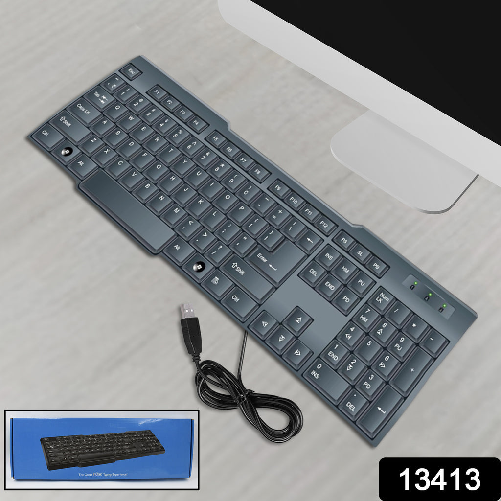 Black wired USB keyboard with 104 keys