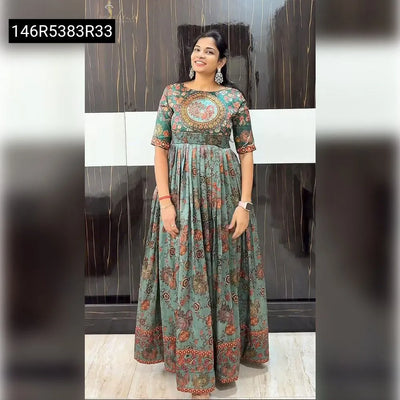 Kalamkari Digital Printed Gown for Women | Party & Festival Wear