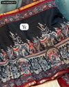 Black Kalamkari-Inspired Mangalgiri Silk Saree for Women | Premium Ethnic Wear Online